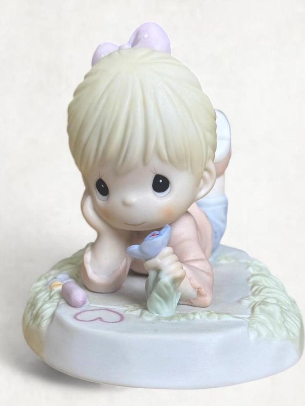 Vintage Ceramic Girl Figurine Lying with Flower